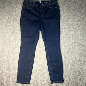 NYDJ Women Jeans 14 Blue Dark Stretch Skinny Shaping Lift Tuck Denim Figure